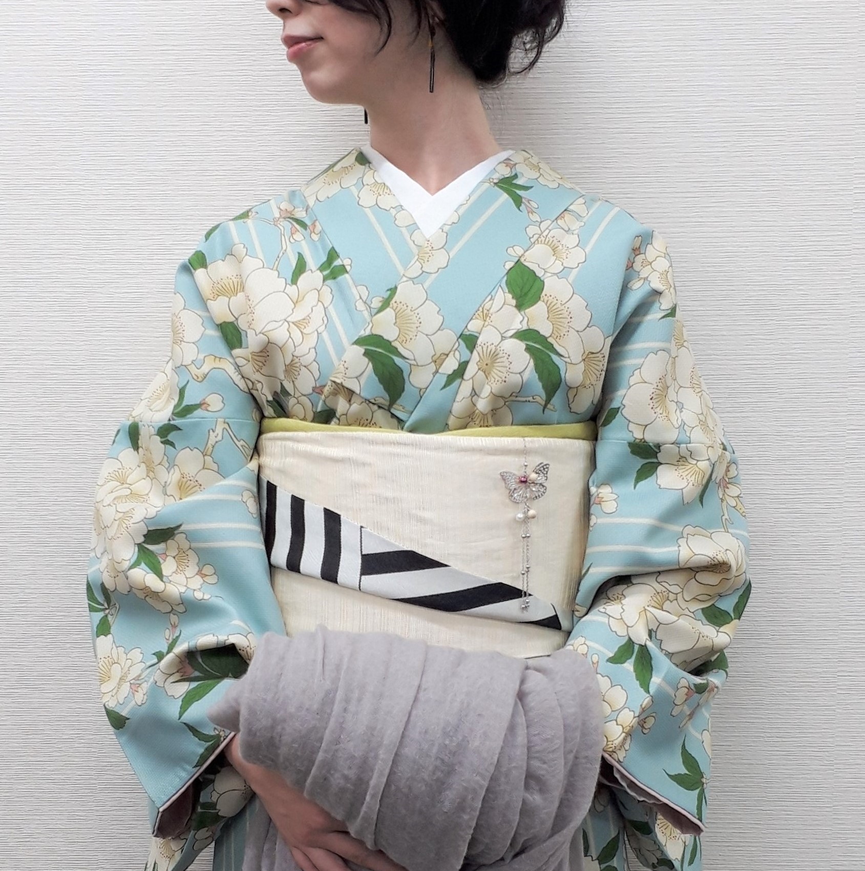 着物コーディネート２：町スタッフジョウダイの桜の小紋コーデ | 京都きもの町 official 着物あれこれブログ