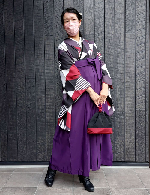 着物コーディネート50：町スタッフのリテイク卒業袴 | 着物通販 京都