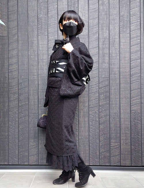着物コーディネート81：スタッフイタノのブラックコーデ | 着物通販